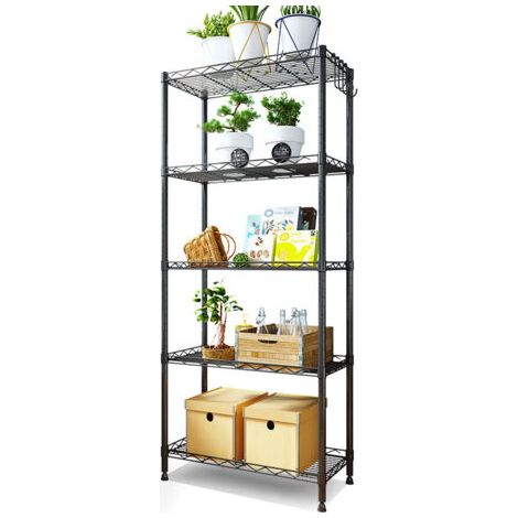 royaluxe -Meuble de cuisine Rayonnage de rangement en métal étagère de rangement à quatre niveaux en métal - 4 étages，noir (1/3)