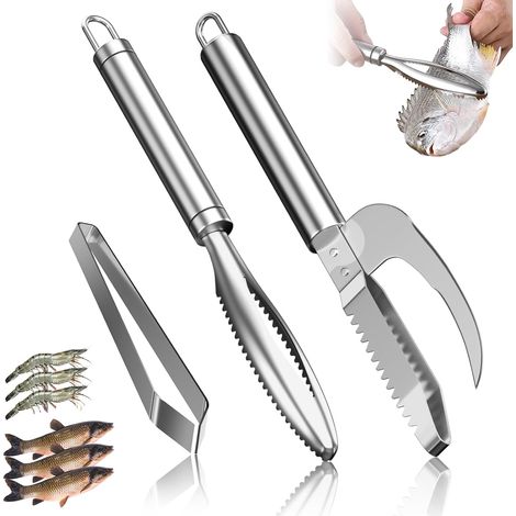 Ecailleur à Poisson Professionnel en INOX 304, Écailleur De Poisson en Acier Inoxydable avec Pince à arêtes, Enlever Les éCailles de Poisson avec Dents pour enlever Les écailles et Les os de Poissons (1/5)