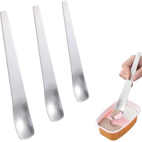 Juego de 3 piezas: cuchara para helado con mango largo, apta para helado, postre, pastel y fruta, Medidas: 14/17,8/19,6 cm (plateado) (1/5)