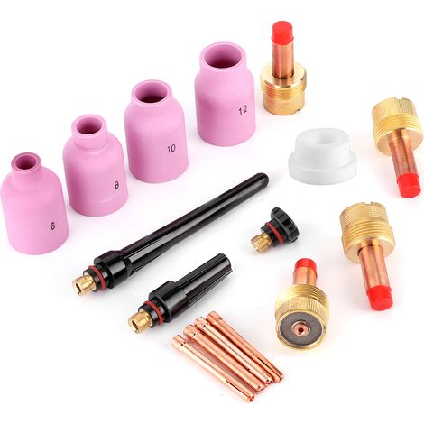 Kit de 16 lentilles à gaz à buse en céramique, consommable pour torches de soudage TIG 17/18/26. (1/5)