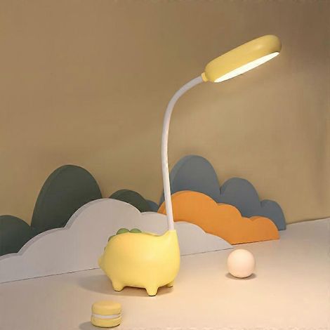 Lampe de bureau dinosaure LED veilleuse enfant rechargeable sans fil lampe de protection des yeux jaune 142 x 142 x 84 mm (1/4)