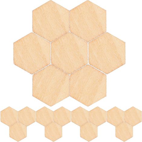 200 mini-étiquettes vierges en bois découpées en hexagones, objets de décoration en bois, rondelles de bois à suspendre (1/5)