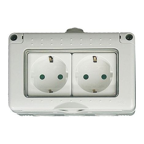 Caja estanca 4 modulos con 2 bases schuko IP 55