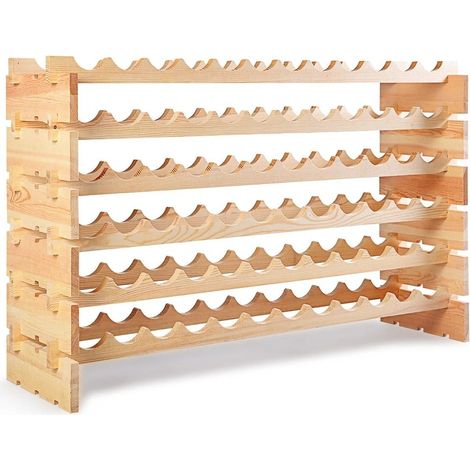 Étagère à vin casier à 72 bouteilles en bois de pin robuste modulable 119x29x71 cm 200001410 (1/5)