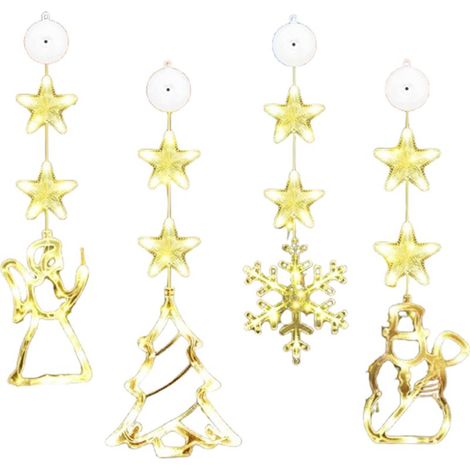 Dekorative Weihnachtslichterketten, Girlanden mit Saugnäpfen, Weihnachtsmann, Schneemann, Lichterketten, Stimmungsbeleuchtung für Schaufenster, LED-Girlanden für Zuhause (1/5)