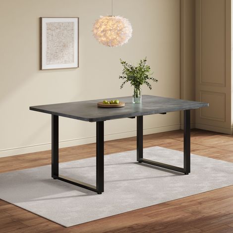 Table extensible 3 longueurs 140/180/220x80cm, piètement métal robuste, pour 6 à 10 personnes, gris, plateau moderne et structure stable (1/5)