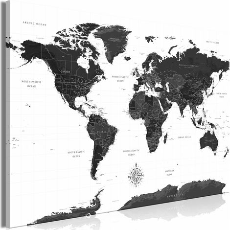 Tableau carte en noir et blanc large - 120 x 80 cm (1/4)