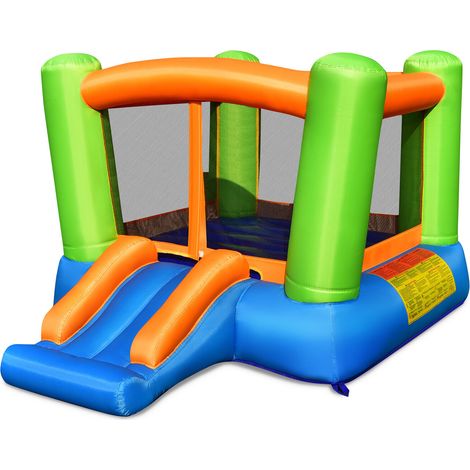 Inflatable Bounce House Kids Cute Castle Jumping Bouncer W/ Slide & Carrying Bag (1/5)