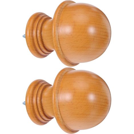 Tapones decorativos de madera para barras de cortina con cabeza de hongo,juego de 2 piezas,acabado caqui para barras de 29 mm (1/5)
