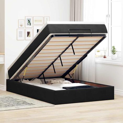 Lit ottoman avec matelas noir 120x190 cm velours vidaXL (1/5)