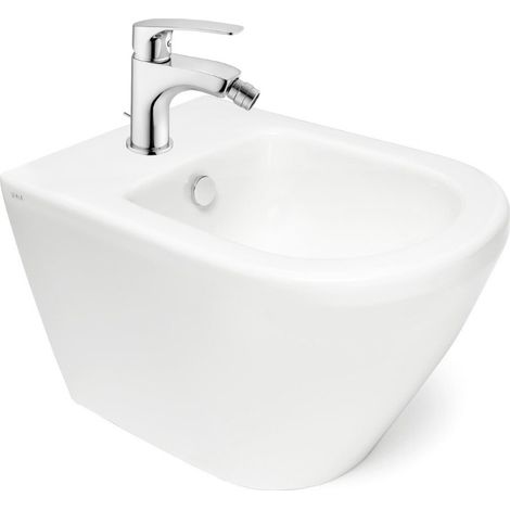 Vitra Integra bidet suspendu 35,5x54 cm + trop-plein + Swiss Aqua Technologies Project mitigeur monocommande (7042-0288SATBS235)