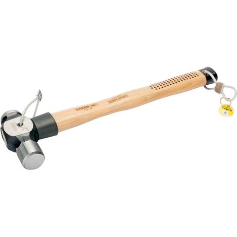Bahco Schlosserhammer mit Kugelpinne und Drahtschlaufe, Hickory-Stiel, 900 g