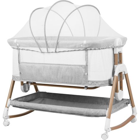 Lit Cododo Bébé - WILITTO - Couffin pour bébé 3 en 1 - Avec Matelas et Moustiquaire Table à Langer - Mode Balancelle et Inclinaison - 6 Hauteur Réglable - Pour 0-18 Mois - 90×55×86cm - Gris (1/5)