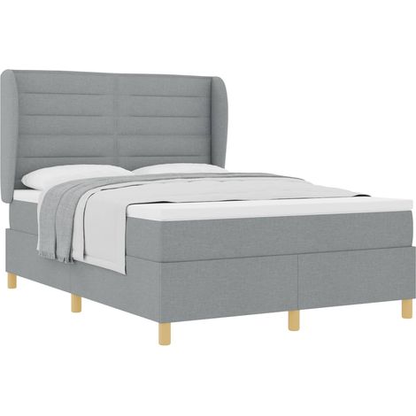 Maison Exclusive - Lit à ressorts avec tête de lit Gris clair 200 x 140 cm tissu (1/5)