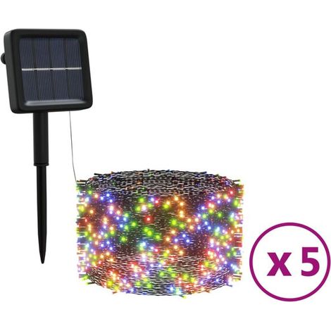5 lampes solaires, 5 x 200 perles LED, multicolores, adaptées à une utilisation intérieure et extérieure. (1/5)