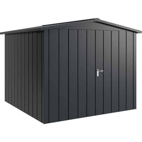 Hörmann Metall-Gerätehaus "Juno" mit Satteldach, JSD10 - Modern, 262 x 262 cm (B x T), anthrazit, 2-flüglige Tür (1/5)