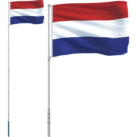 Drapeau des Pays-Bas et mât 5,55 m Aluminium CFW993739 (1/5)