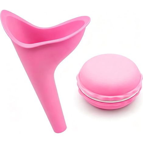 1pc Urinal for Women, Standing Woman, Foldable Urinal for Women, Standing Pee, Reusable Urine Funnel for Women, Standing Maternity Pot, Portable with Storage Case (Pink) (1/5)