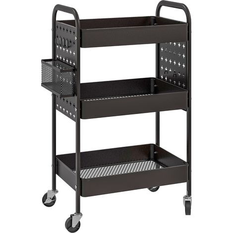 Chariot 3 niveaux 2 paniers suspendus – Acier noir, cuisine et salle à manger