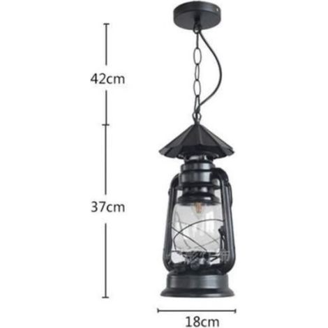 Suspension Lanterne - Design industriel vintage Métal et verre - Décoration intérieure - Noir (1/4)