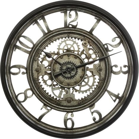 Horloge murale - Vintage Métal - Diamètre 50 cm - plastique/verre - Anthracite (1/5)