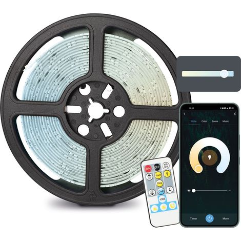 Ksix SmartLED Strip 5m, trimmbar, 1000 lm, App Compatible with Alexa, Google Home, Siri, CCT Targets