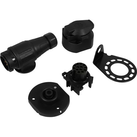 Prise de Remorque Européenne 13 Broches et Silicone Noir en Métal (1/5)