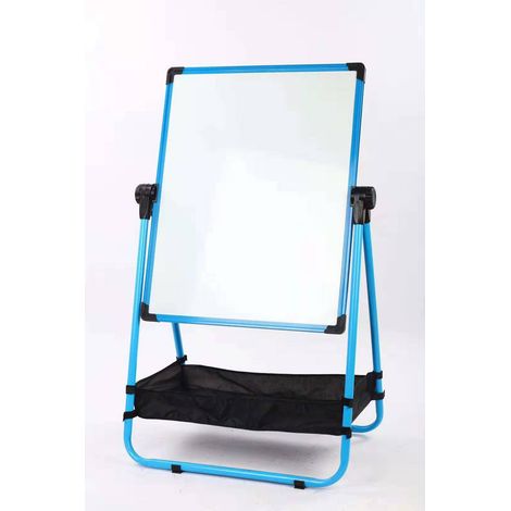 Tableau de dessin magnétique double face bleu pour enfants, chevalet pliable réglable en hauteur, rotation 360° pour peinture (1/5)