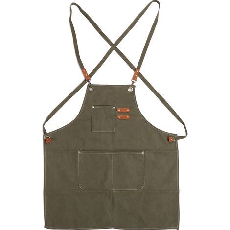 Thick and durable canvas apron, handmade, wide coverage for painting, manicures, gardening, dining (1/5)