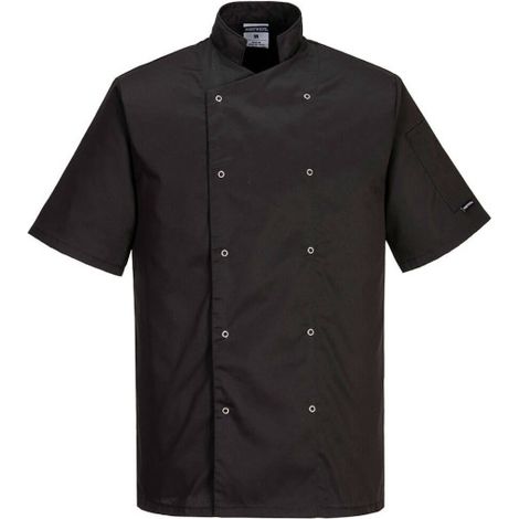 Chaqueta de cocina chef Cumbria Unisex bolsillo manga bolígrafo C733 XXXL Negro
