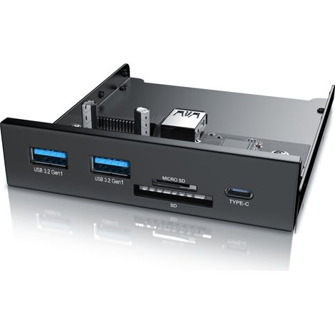 CSL USB 3.2 Gen.1 Front Panel aus Metall, interner Cardreader, Speicherkartenleser, bis zu 5 Gbit/s, 5 Schnittstellen, schwarz (1/5)