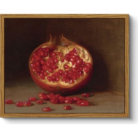 Impression sur toile avec cadre - Décoration murale vintage classique - Pour salon, chambre à coucher, salle de bain, cuisine, ferme - Décoration esthétique - Grenade - Fruits - 20 x 25 cm (1/5)