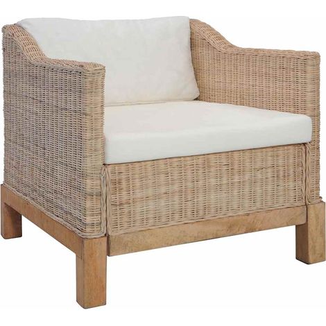 Sessel mit Auflagen Natur Rattan