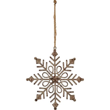 Rustic Hanging Gem Snowflake Bauble Decoration - Metal - L1 x W13 x H18 cm - White