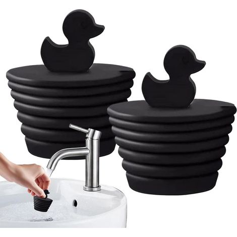 Bouchon de lavabo – Lot de remplacement pour bouchon de lavabo, 2 bouchons de vidange en silicone en forme de canard, couvercle de bonde de baignoire étanche (1/4)