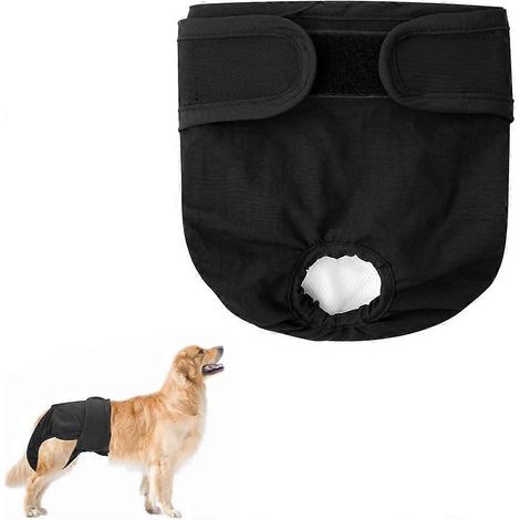 Couches lavables pour chiens Pet Parents (paquet de 3) + Couches extra longues pour chiens, Couches pour chiens (grande taille, noires) (1/5)