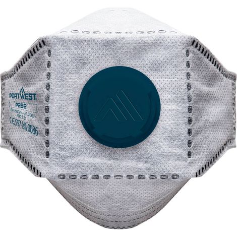 Atemschutzmaske Eagle Respiratorisch FFP3 Flach Zusammenklappbar aus Kohlenstoff mit Ventil (Packung zu 10 Stück) - Weiß - Portwest