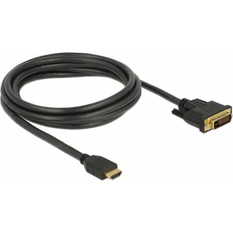 Câble de raccordement Delock HDMI / DVI Fiche mâle HDMI-A, Fiche mâle DVI-D 24+1 pôles 2 m noir 85654 blindage triple, contacts dorés Câble HDMI Y460353 (1/3)