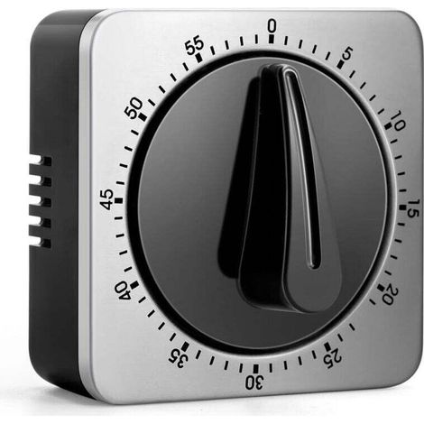 Timer da cucina, orologio da cucina con allarme sonoro, non richiede batterie, 100% meccanico - retro magnetico, corpo in acciaio inossidabile di alta qualità - promemoria per il conto alla rovescia - (1/3)