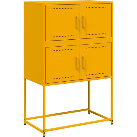 Credenza buffet cassettiera mobile contenitore organizer cucina soggiorno soggiorno giallo senape 68,5 x 38,5 x 107 cm acciaio Giallo 020035704