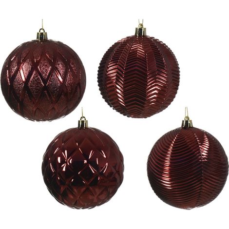 Palline per albero di Natale in vetro color rosso scuro decorate da Ø10 cm