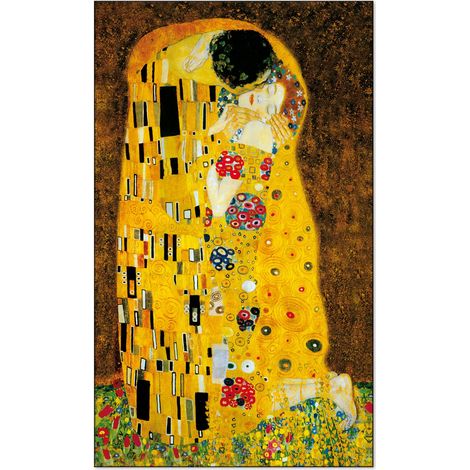 Lupia - Quadro su Tela il Meglio dell'Arte, 45x75 cm IL BACIO DI KLIMT, Riproduzione d'Arte su Tela, Montato su Telaio in Legno 3 cm, Made in Italy (1/4)