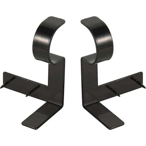Support De Tringle À Rideaux - Acier Massif - Diamètre Max 2,5 Cm - Fixation Sans Perçage Sur Bois - Charge 9 Kg - Pour Chambre Cuisine Salon - Lot De 2 Pièces Noir (1/5)