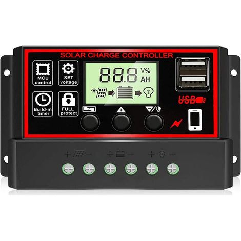 Contrôleur de Charge Solaire Dynamique 12V/24V, Régulateur de Batterie avec Double Port USB (1/5)