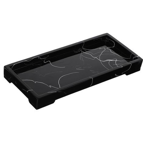 Plateau en Céramique Effet Marbre Noir pour Salle de Bain, Organisateur Polyvalent Design Simple, pour Hôtel ou Restaurant'-'- (1/5)
