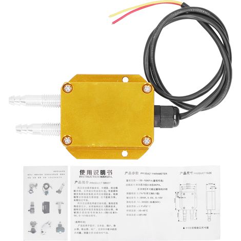 Transmetteur de pression vent jaune capteur différentiel micro-pression DC24V 4-20mA 0-10kPa (1/5)
