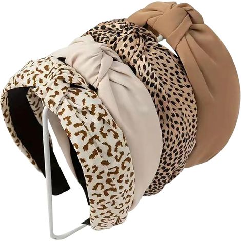 Lot de 4 bandeaux pour femmes et filles, imprimé floral, noués, en plastique, style bohème, larges et antidérapants. Accessoires pour cheveux. (1/5)