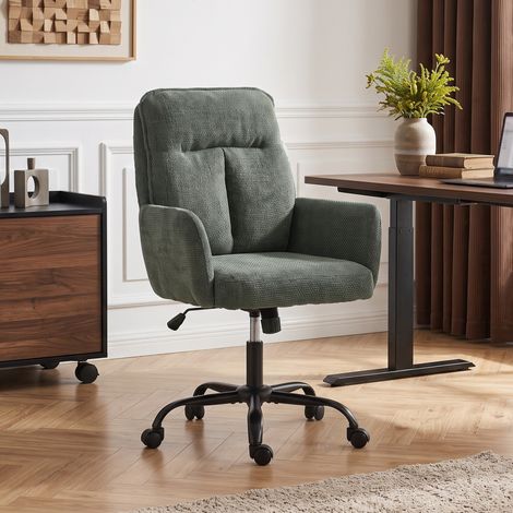 Chaise Bureau Ergonomique, Fauteuil de Bureau avec Hauteur Réglable, Assise Large, Fonction Bascule, Vert Foncé (1/5)