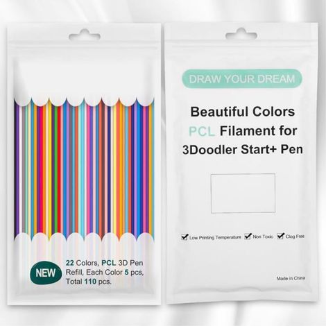 Recharge Stylo 3D - Filament PCL 2,5 mm - Compatible 3Doodler Start et Start+ - 110 Pièces - 22 Couleurs (1/5)