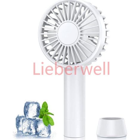 ®RisingFF Mini ventilateur portatif, 5 vitesses, avec base, ventilateur USB rechargeable, adapté à une utilisation en extérieur (1/5)